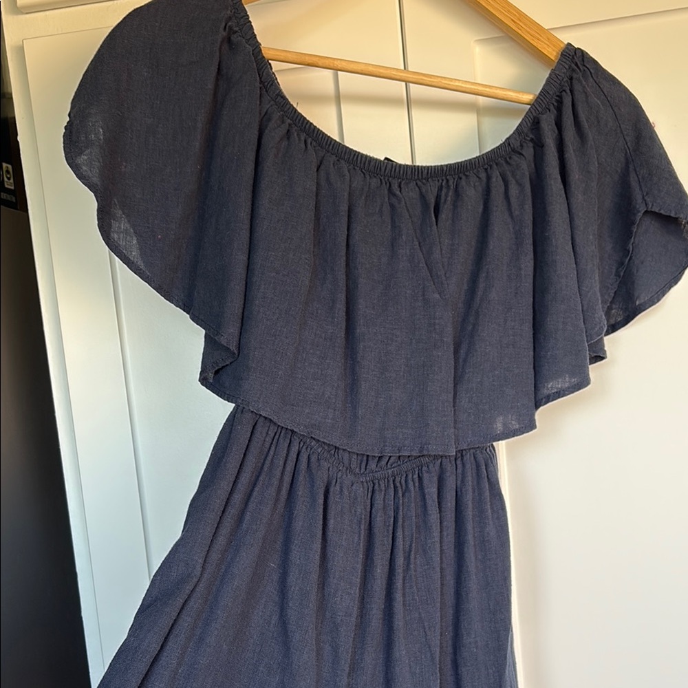 Navy Linen Jumpsuit